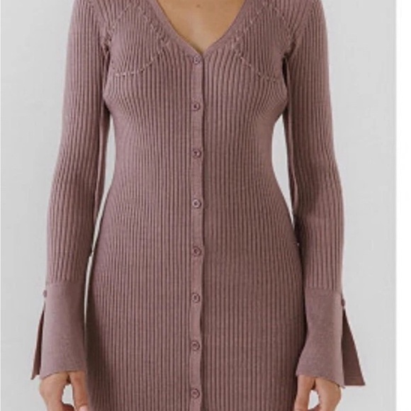 Free The Roses Button Up Corset Detail Knit Dress - Picture 2 of 4